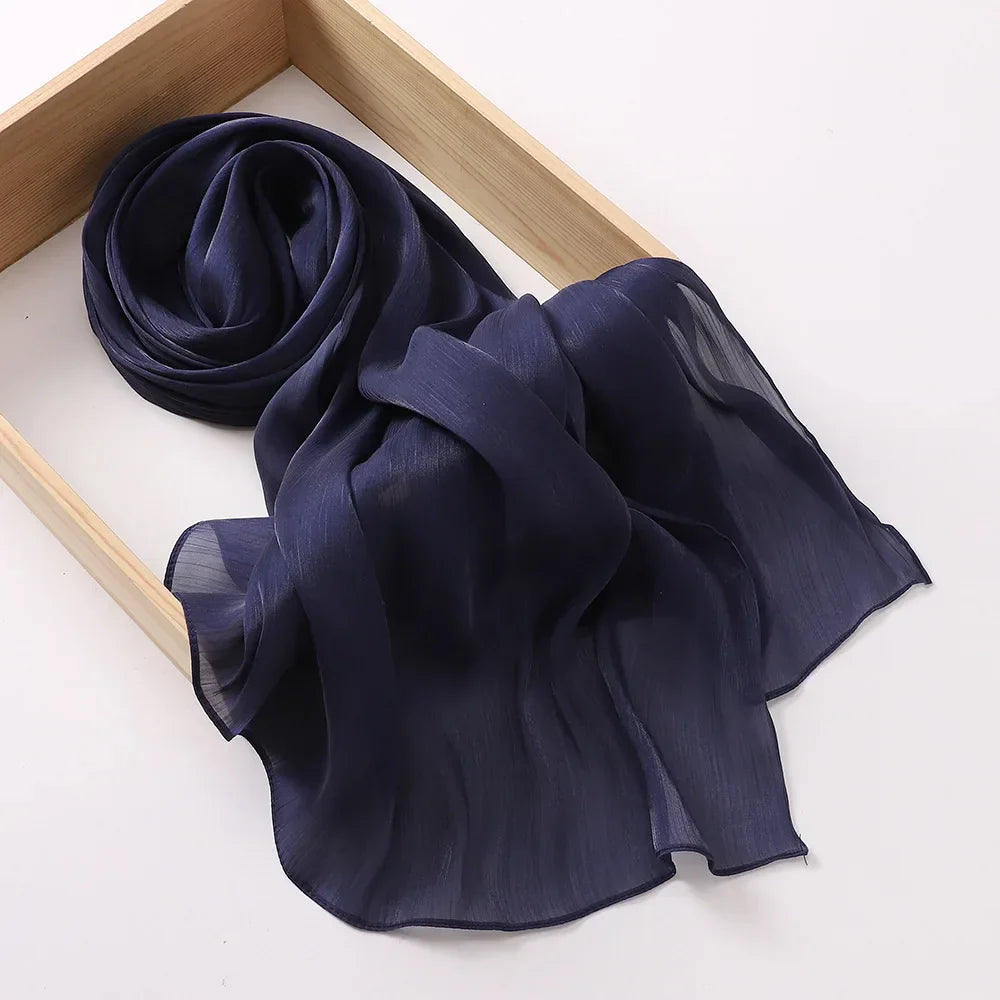 Shimmershawl Silk Hijab Scarf Breathable Cool Island Satin Medine Silk Veil Muslim Hijab Shiny Silk Shawl Women's Scarves Tippet